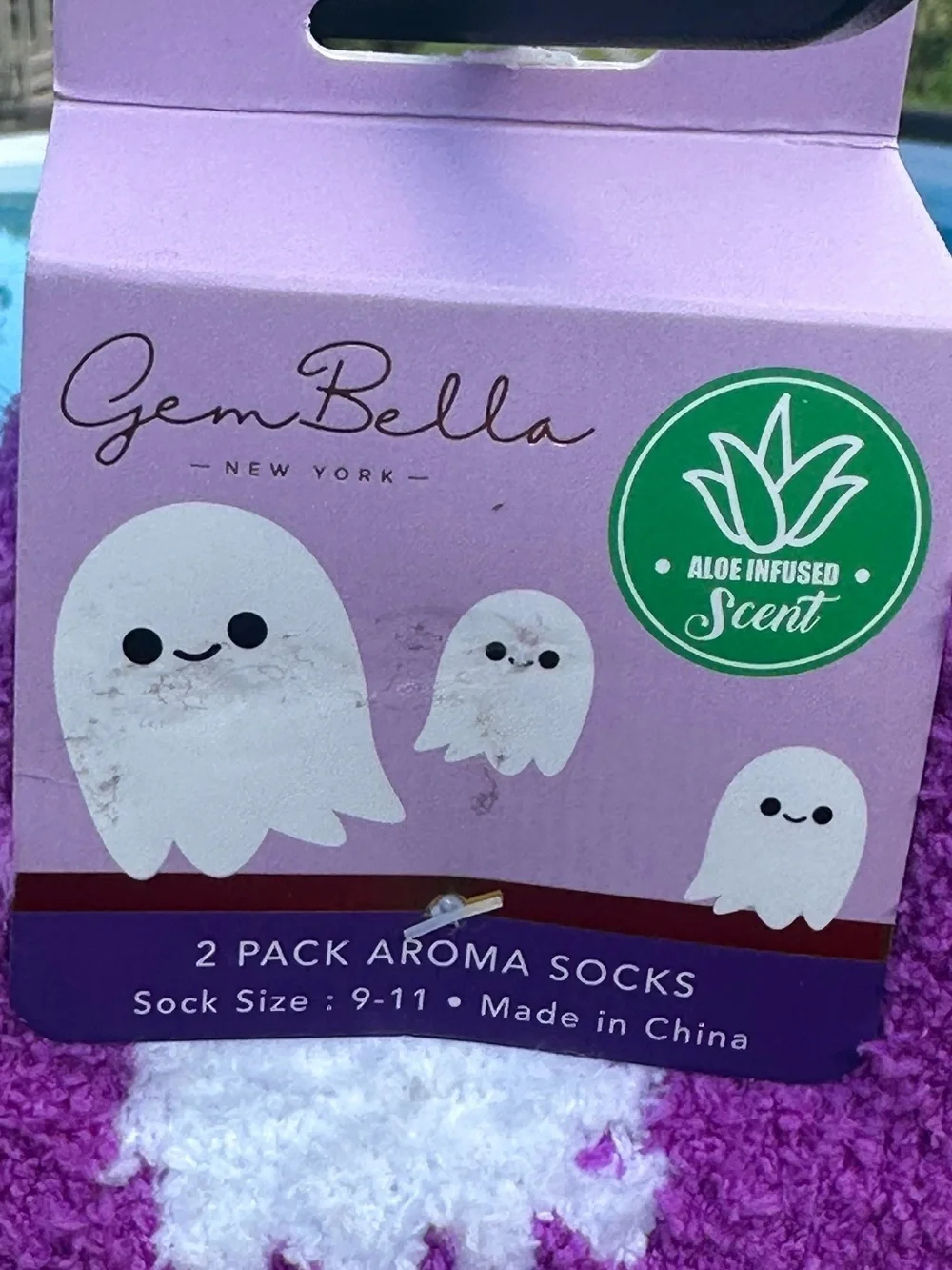 Purple Ghosts 2-Pack Aloe-Infused Cozy Socks - NWT